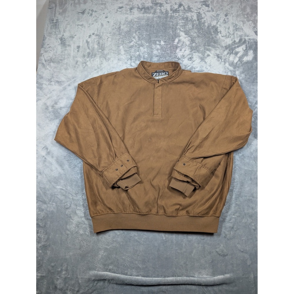 Zero Restriction Pullover Jacket Mens XL Brown Microsuede Golf Windbreaker